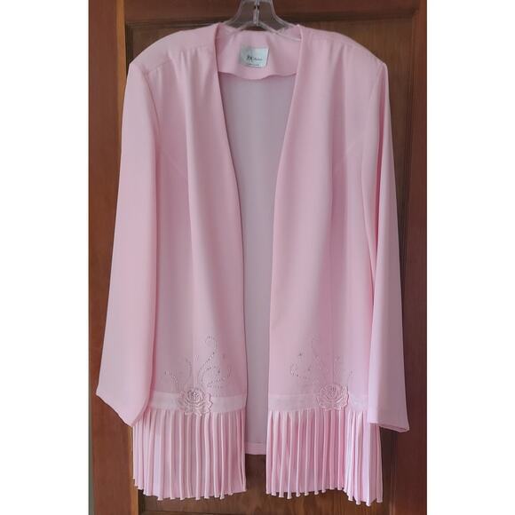 Vintage Pink Blazer Size L XL* Rhinestone Open Front Dressy Church 80's Wedding - Picture 1 of 10